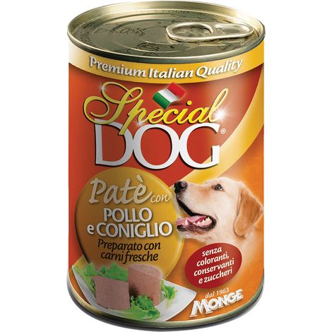 PATE' PER CANI 'SPECIAL DOG' pollo e coniglio - gr 400- 24 pezzi  - MONGE