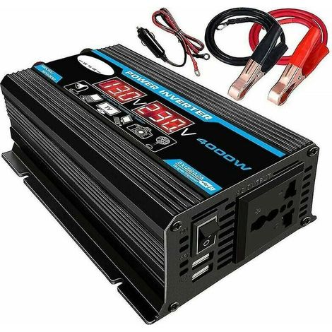 4000W 12V 220V Pure Sine Inverter, Sine Wave Inverter Transformer with Wireless Remote Control LED Display 2 USB Port for Car Camping Travel (1/5)