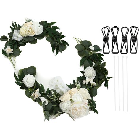 Lot de 2 décorations florales de mariage en forme de rose, réalistes, aux couleurs vives et inodores, pour une bienvenue parfaite (18063 XBS) (1/5)
