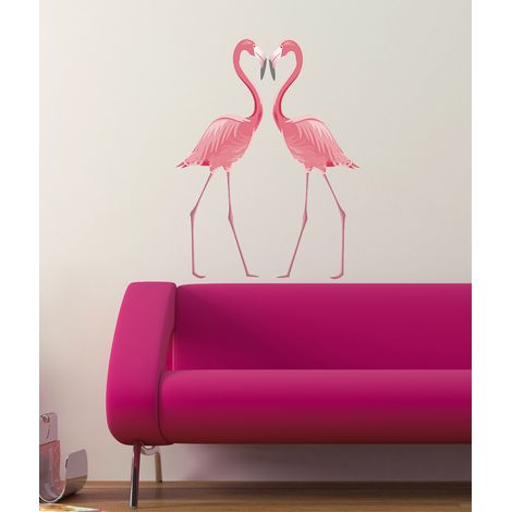 Sticker mural Flamants Roses, 48x68cm - Autocollant déco murale (1/3)