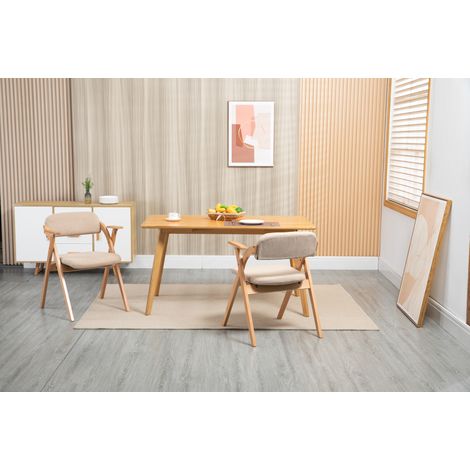 Set di 2 sedie da pranzo pieghevoli 53x60x91 cm in legno beige salvaspazio FloraGrace (1/5)