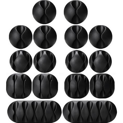 Fascette per cavi, fermacavi, organizer multiuso per computer desktop, cavo di alimentazione, cavo di ricarica USB, caricabatterie, cavo audio, confezione da 16 - AquaForge (1/5)