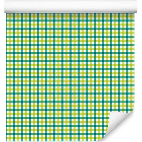 Papier peint à carreaux Vichy vert, fond vert pour salon et chambre 50x1000 cm (1/5)