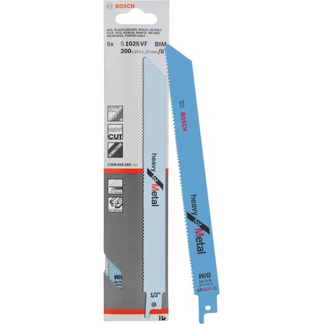 Bosch 2608656265 PRO Metal Demolition S1025VF Blade 200mm 10-14 TPI Pack of 5 BPAS1025VF