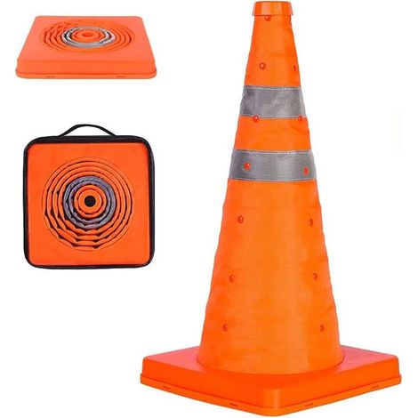 (1, 45cm) Cônes de sécurité de la Circulation Pliables, 1 cônes Pop up Polyvalents avec Cercles réfléchissants pour Le stationnement Routier, la Pratique de la Conduite (1/5)