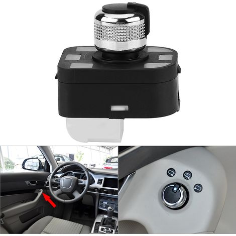 Schwarzer und verchromter Schalterknopf für den Rückspiegel von Audi A2, A3, A4 und A6 (4F0 959 565) (1/5)