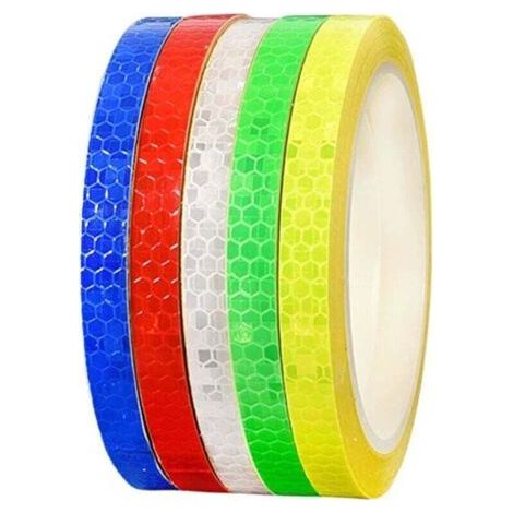 PA Reflektorband, 5 Rollen, selbstklebend, Reflektorband, selbstklebend, Sicherheitswarnung, Sichtbarkeit, Reflektorband für Auto, Motorrad, Fahrrad, Nacht (1 cm x 8 m) (1/4)