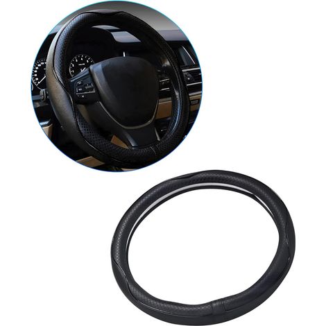 Car Steering Wheel Cover, Car Steering Wheel Protector, Interior Car Accessories, Protective Cover, Universal Size, Suitable for Steering Wheels with an Outer Diameter of 37 to 38 cm (Black) (1/5)