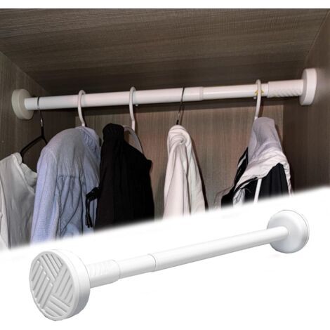 Tringle à Rideaux de Douche Sans Perçage Extensible 70-120 cm - Barre de Douche à Tension à Ressort, Installation Facile Tringle Rideau Extensible pour Porte, Fenêtre, Salle de Bain, Blanc (1/4)