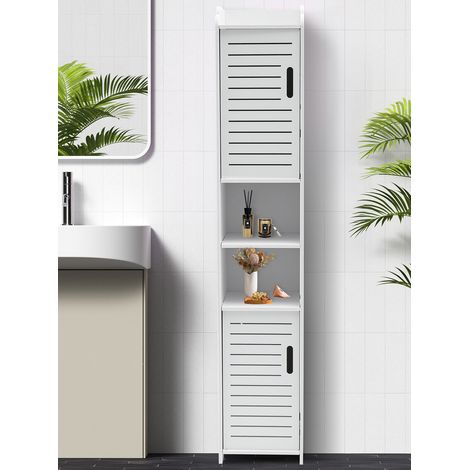 5Tier Bathroom Storage Cabinet Floor Standing Display Cabinet Home Storage Furniture Organizer Unit for Office Living Room Kitchen Entryway White (5 Tier) (1/4)
