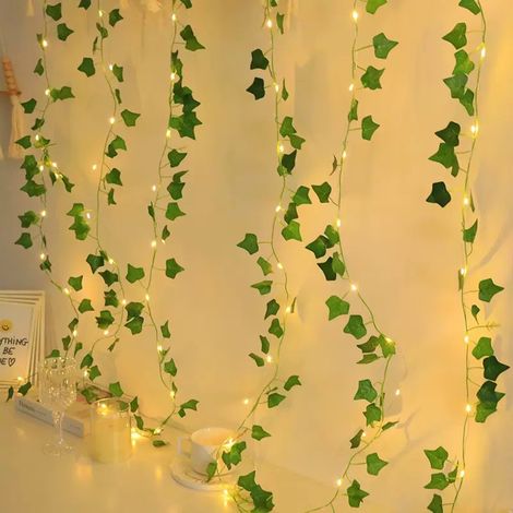 JSSEVN-Décoration de patio - Green Ivy warm Light - 10m 100light boîte à trois piles normalement brillante avec flash - 1pc