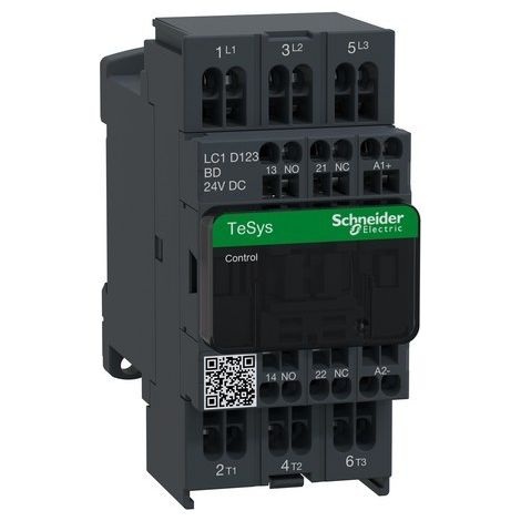 Contattore TeSys LC1D - 3 poli - AC3 440V 12 A - 24 V CC - LC1D123BD