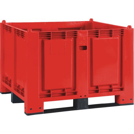 BRB Palettenbox mit 3 Kufen, LxBxH 1200x800x850 mm, rot, Boden/Wände geschlossen, Tragkraft 500 kg (1/2)