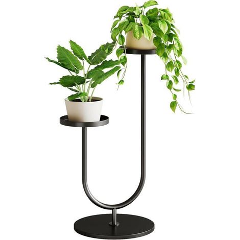 Support Plante Interieur,Support Plantes Interieur Grand Avec 2 Etages Pour Pots De Fleurs,Porte Plante D'Angle En Metal Noi[CA17] (1/5)
