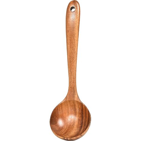 Cuillère À Soupe En Bois - Cuillère De Cuisine Antiadhésive Avec Fente - Cuillère À Servir Angulée - Pour Cuisinières Et Poêles - 1 Pièce (1/3)