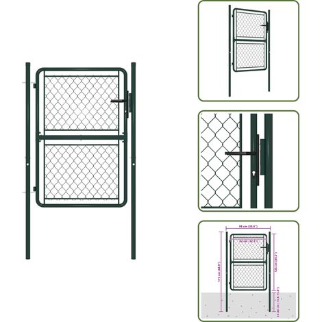 Gartentor Stahl 100×125 cm Grün - Zaun - Gartentor - Stahltür - Sicherheitszaun - Hoftor (1/5)