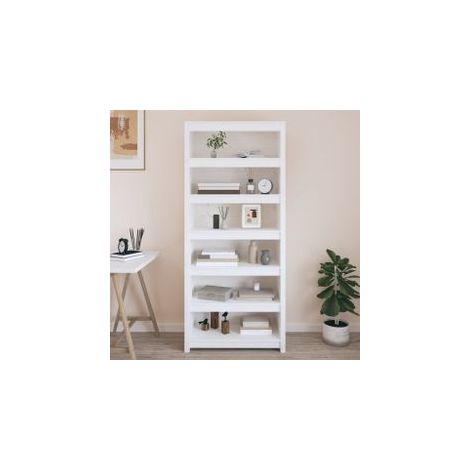 Bibliothèque Blanc 80x35x183 Bois de pin massif (1/5)