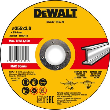 Dewalt – Disque à tronçonner 355mm – Métal type 41 – Épaisseur 3mm – Alésage 25,4mm – DWA8011RIAAE
