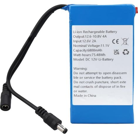 Batterie Lithium-ion 12V 6800mAh - Rechargeable DC5521 - Pour LED CCTV Audio Auto (1/5)