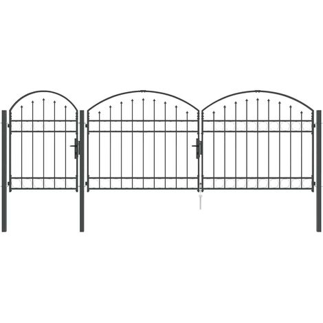 Gartentor mit gewölbtem Oberteil Assen Grau 4 x 1,25 m Stahl vidaXL
