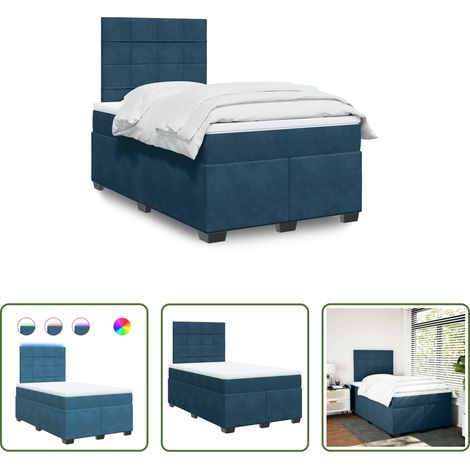 Matratze - Boxspringbett mit Matratze Blau 120x200 cm Samt (1/5)