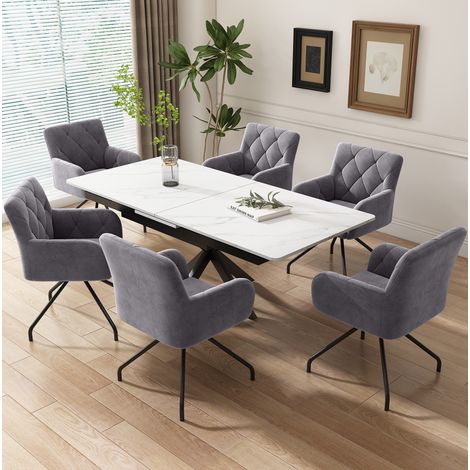 Set 6 sedie imbottite in velluto grigio scuro OKMYHOME (1/5)