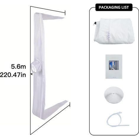 Bâche d'Étanchéité pour Climatiseur Mobile Universelle - Kit Fenêtre Coulissante et Porte-Fenêtre, Housse de Protection Épaisse 5,6m, Anti-Chaleur et Bruit-x (1/4)