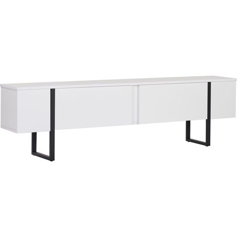 Porta TV in legno "Onera" - 180 x 30 x 45 cm - Bianco-Nero