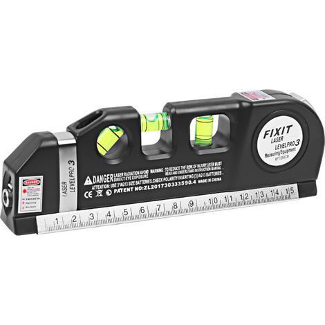 Niveau Laser Polyvalent , Niveaux à Bulle, Ruban à Mesurer, Règle Standard et Métrique (8 pi / 250 cm) (1/5)