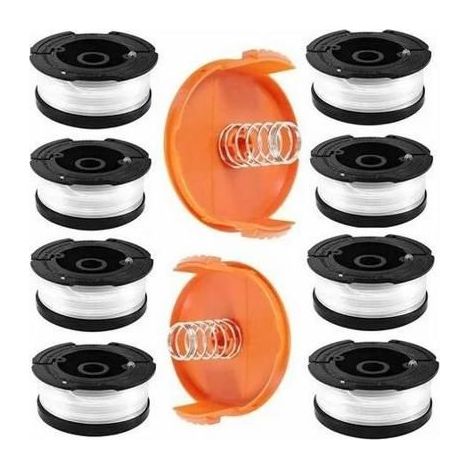 Spulenabschneider für Black & Decker Rasenmäher, 8 Trimmerspulen mit 2 Spulenabdeckungen und 2 Federn - tmt (1/5)