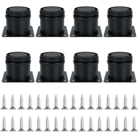 Un juego de 8 patas ajustables para muebles de color negro, de 50 mm de diámetro y 50 mm de altura, fabricadas en acero inoable, adecuadas para sofás, mesas de café, muebles de televisión, armarios, c (1/5)