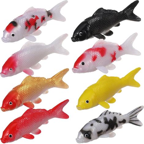 8 Pièces Poissons Koi Artificiels Réalistes en Plastique (1/5)