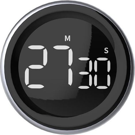 Minuteur de Cuisine - Minuterie Aimanté Numérique Affichage LCD - Réveil - Outil de Gestion du Temps - Noir (1/4)