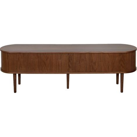 Mobile TV vintage legno scuro noce con ripiani 2 ante scorrevoli L180 cm EPIC