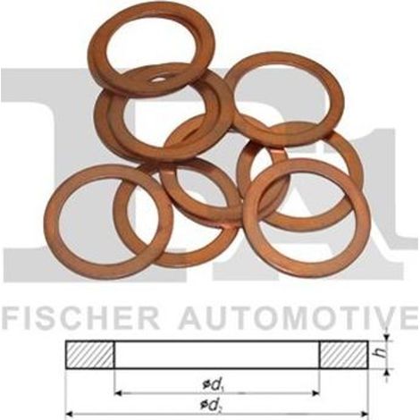 100 joints toriques FA1 pour bouchon de vidange d'huile 846.760.100 pour FIAT Ducato (250, 290) - Cuivre 1,5 mm - 22 mm x 27 mm