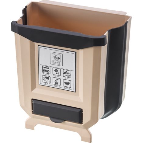 Poubelle de cuisine pliable Gintan de 9 litres, à suspendre pour la cuisine, la voiture, la salle de bain, le bureau ou la chambre. (1/5)