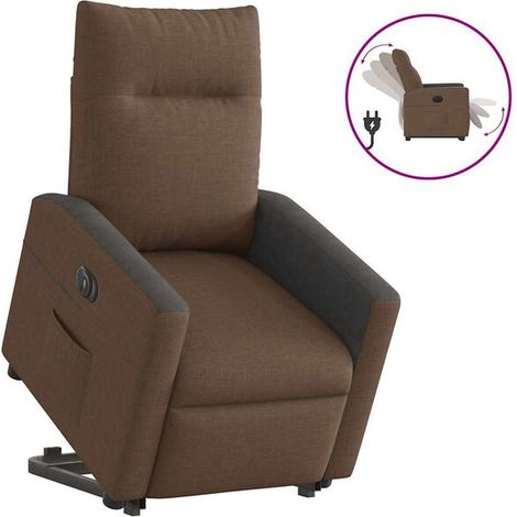 Fauteuil inclinable électrique en tissu marron (1/5)