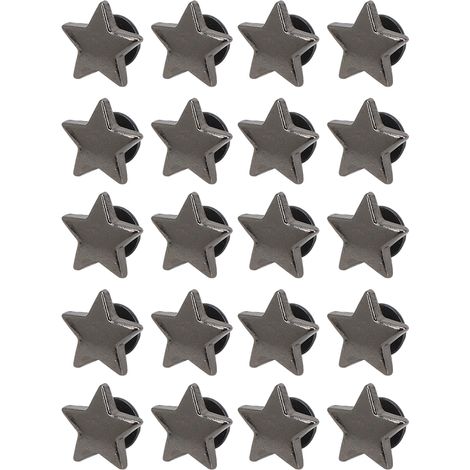 Lot de 20 rivets/boutons en forme d'étoile, accessoires de décoration pour vêtements et chaussures, avec vis, couleur métal noir.