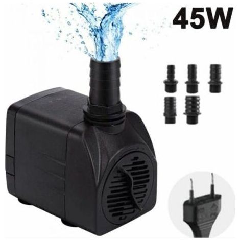 Pompe à Eau Submersible, Ajustable Mini Pompe à Eau(45W), Pompe pour Bassin/Fontaine, Pompe d'aquarium Ultra Silencieuse, avec 5 Buses (1/4)
