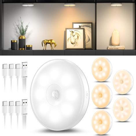 veilleuses avec détecteur de mouvement, Lampe LED rechargeable USB à trois couleurs,Lumiere detecteur de mouvement interieur pour éclairage d'escalier, chambre, cuisine, chambre d'enfant. (1/5)