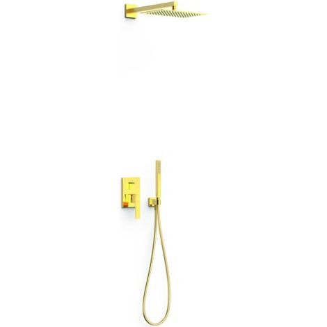 Kit mitigeur encastré 2 voies Rapid‑box pour douche Slim Or 24K - TRES 20238004OR