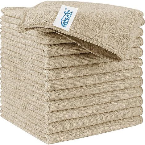 Set of 12 Microfiber Cloths, Lint-Free, Scratch-Resistant, Absorbent, Reusable, for Car, Home, Kitchen (1/5)