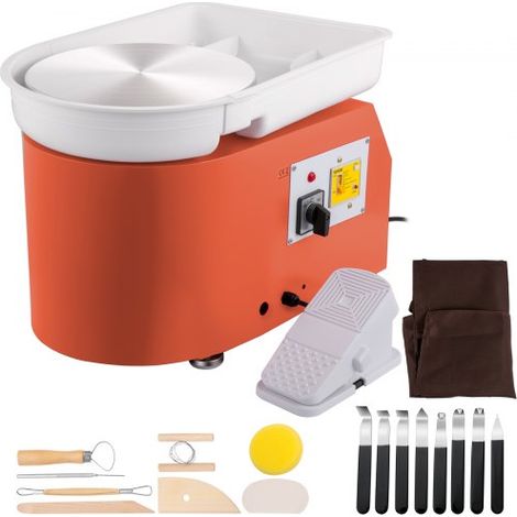 Roue de Poterie 28 cm 350 W Tour de Potier Électrique Orange (1/5)