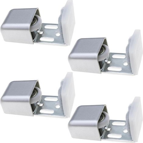 Lot de 4 guides de sol réglables pour porte coulissante Roulettes anti rayures avec roulement à billes Pour porte de 30 à 65 mm d'épaisseur (1/4)