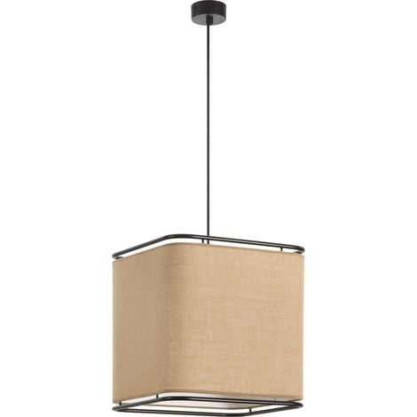 Suspension AKIRO Large E27 15W Noir Lino-saco (1/4)