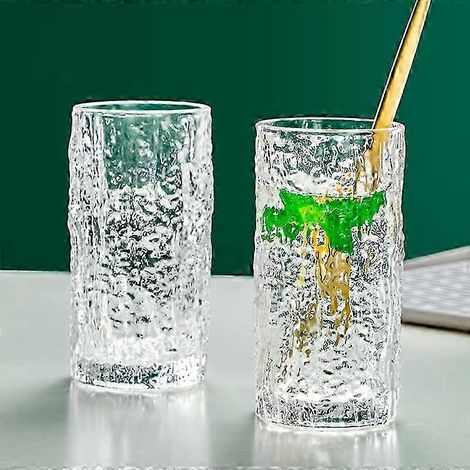Lot de 2 tasses en verre martelé transparent imitation écorce pour la cuisine (2025) (1/4)