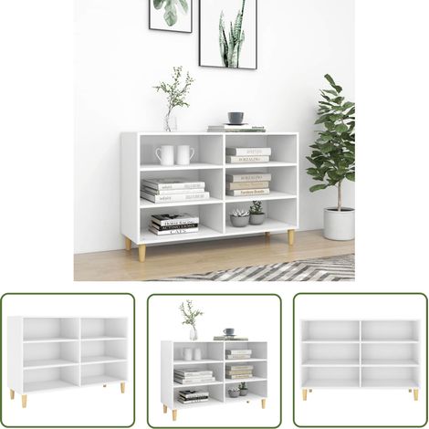 The Living Store Sideboard Weiß 103,5x35x70 cm Holzwerkstoff - Schreibtisch - Regal - Wohnzimmermöbel - Holz Sideboard - Weißer Sideboard (1/5)
