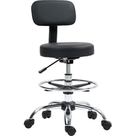 Chaise de bureau ergonomique réglable en hauteur avec repose-pieds, simili cuir noir (1/5)