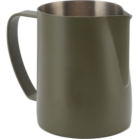 Pichet à lait inox 304 avec bec verseur pour mousseur à lait, 600ml, vert OD, idéal pour café maison (1/5)