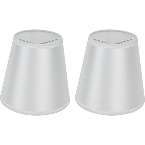 Lot de 2 abat-jour modernes en tissu à clipser pour applique murale, lustre ou lampe de table E14, blanc PT10 (1/5)
